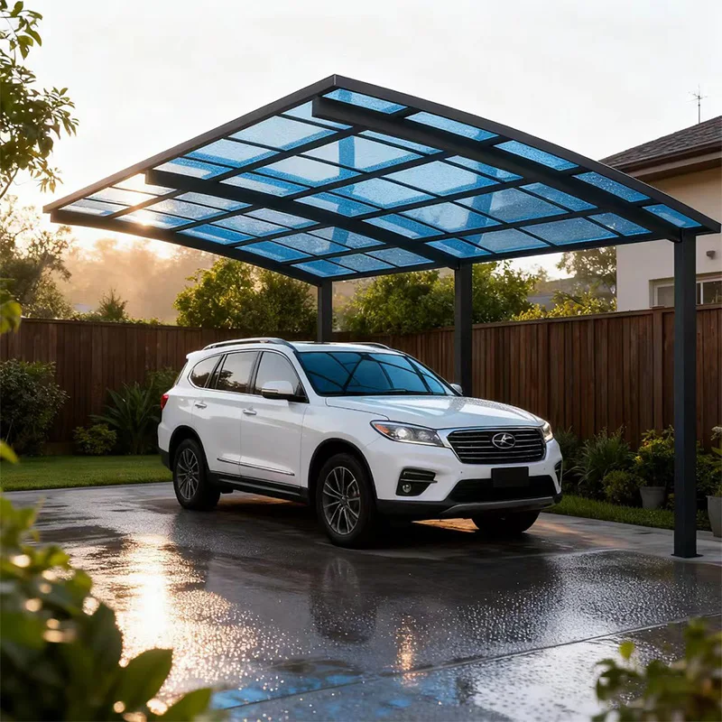 قوية الألومنيوم في الهواء الطلق سيارة مرآب مظلة معدنية في الهواء الطلق مقاوم للماء البولي كربونات سيارة المأوى المرآب لسقيفة مواقف السيارات #3