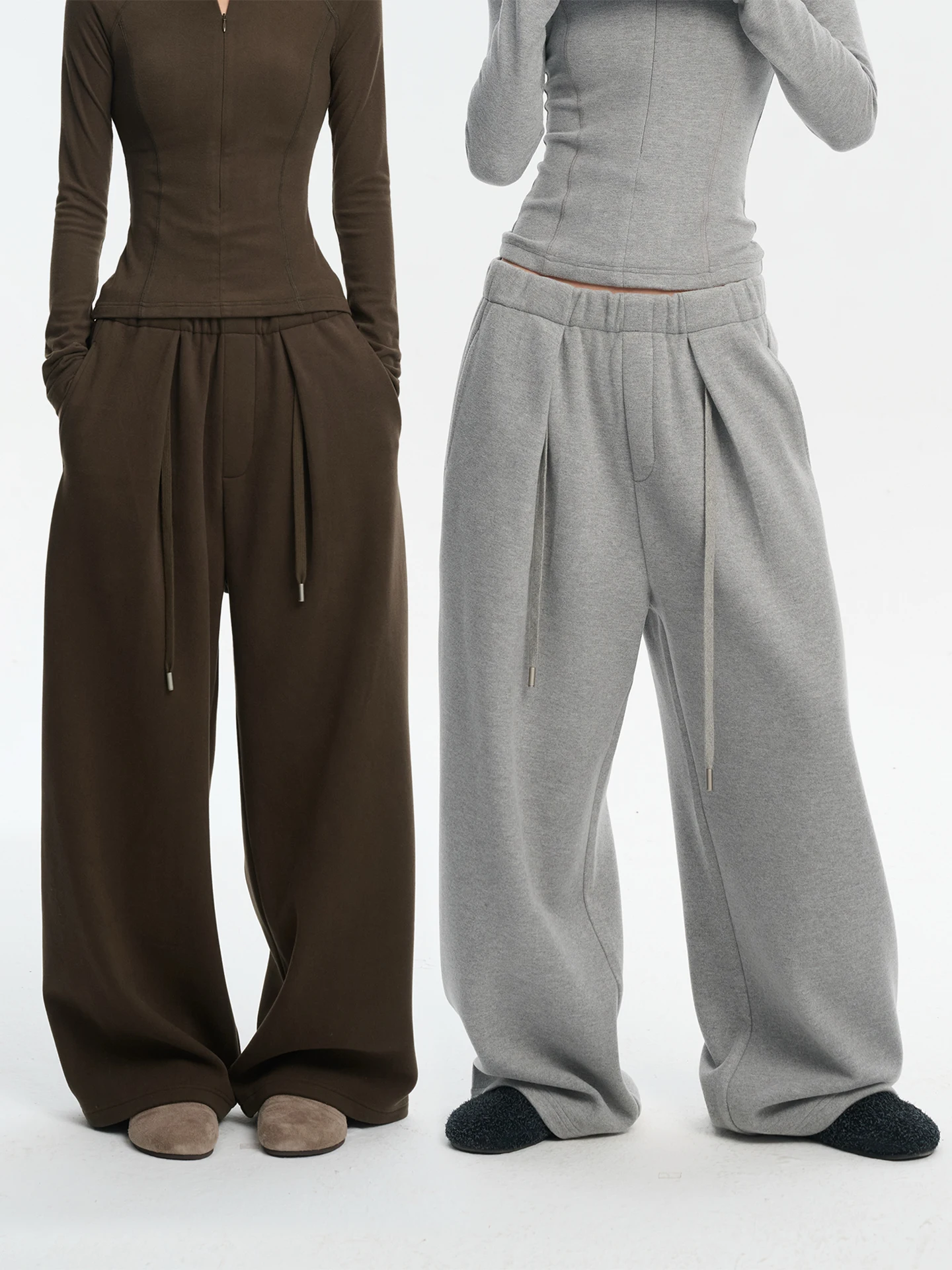 

Женские свободные брюки LINY LIBER с широкими штанинами на флисовой подкладке, с эластичным поясом, теплые зимние брюки прямого кроя