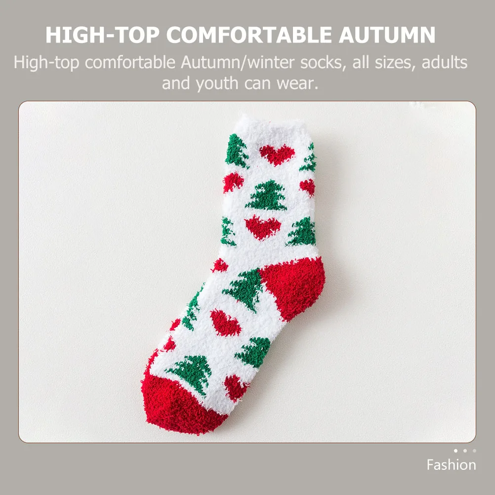 

6 Pairs Thickened Coral Velvet Socks Fleece Gift Thermal Household Warm Sleeping Stockings Polyester Winter Christmas Presents