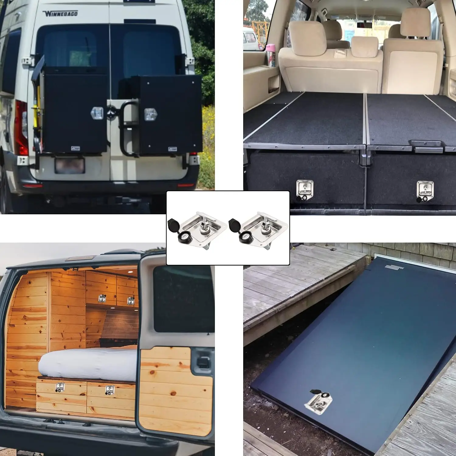 Heavy truck or trailer recessed polished stainless steel waterproof key T-handle recessed for toolboxes