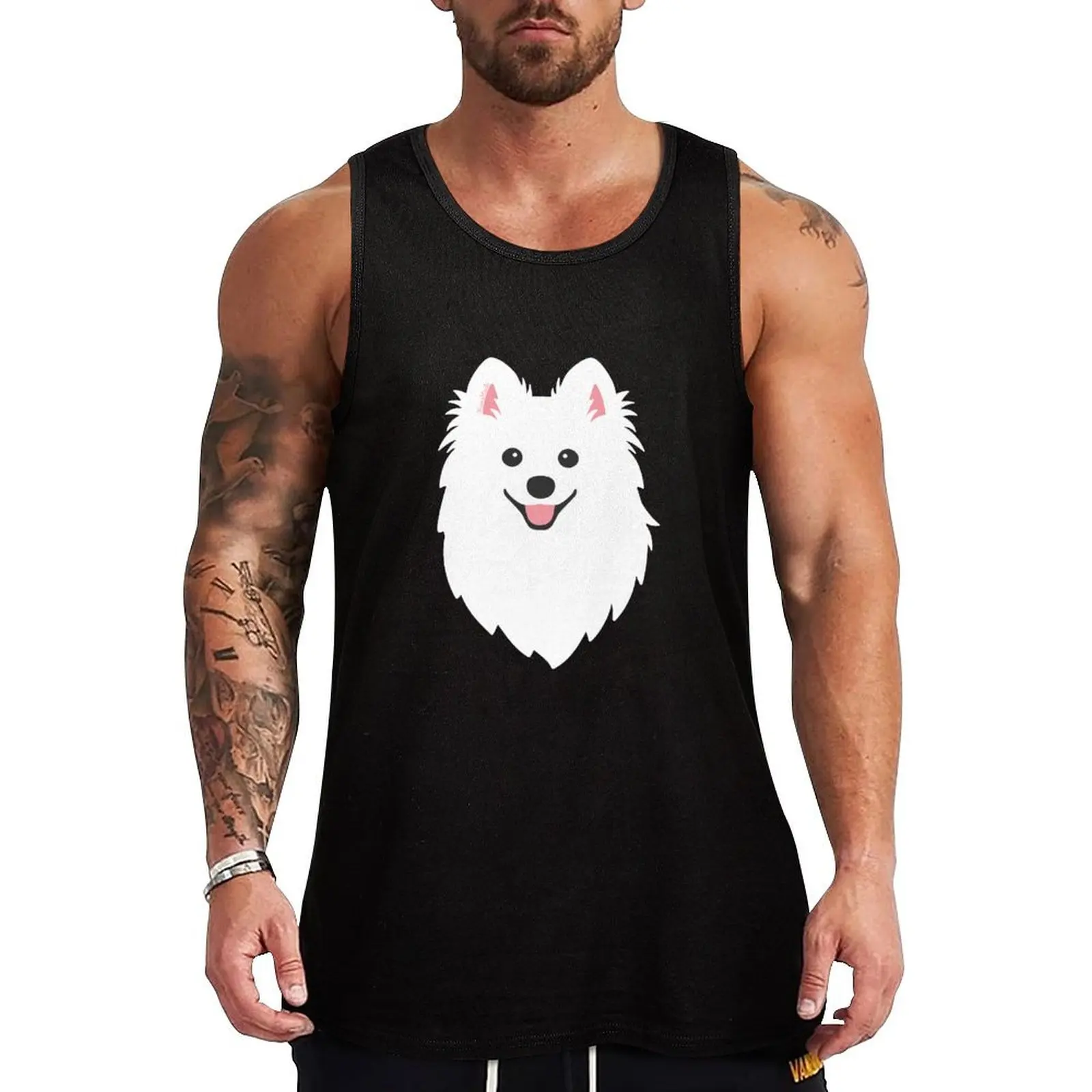 Happy Japanese Spitz Dog - Aqua Tank Top plain t-shirt cute tops sleeveless vests