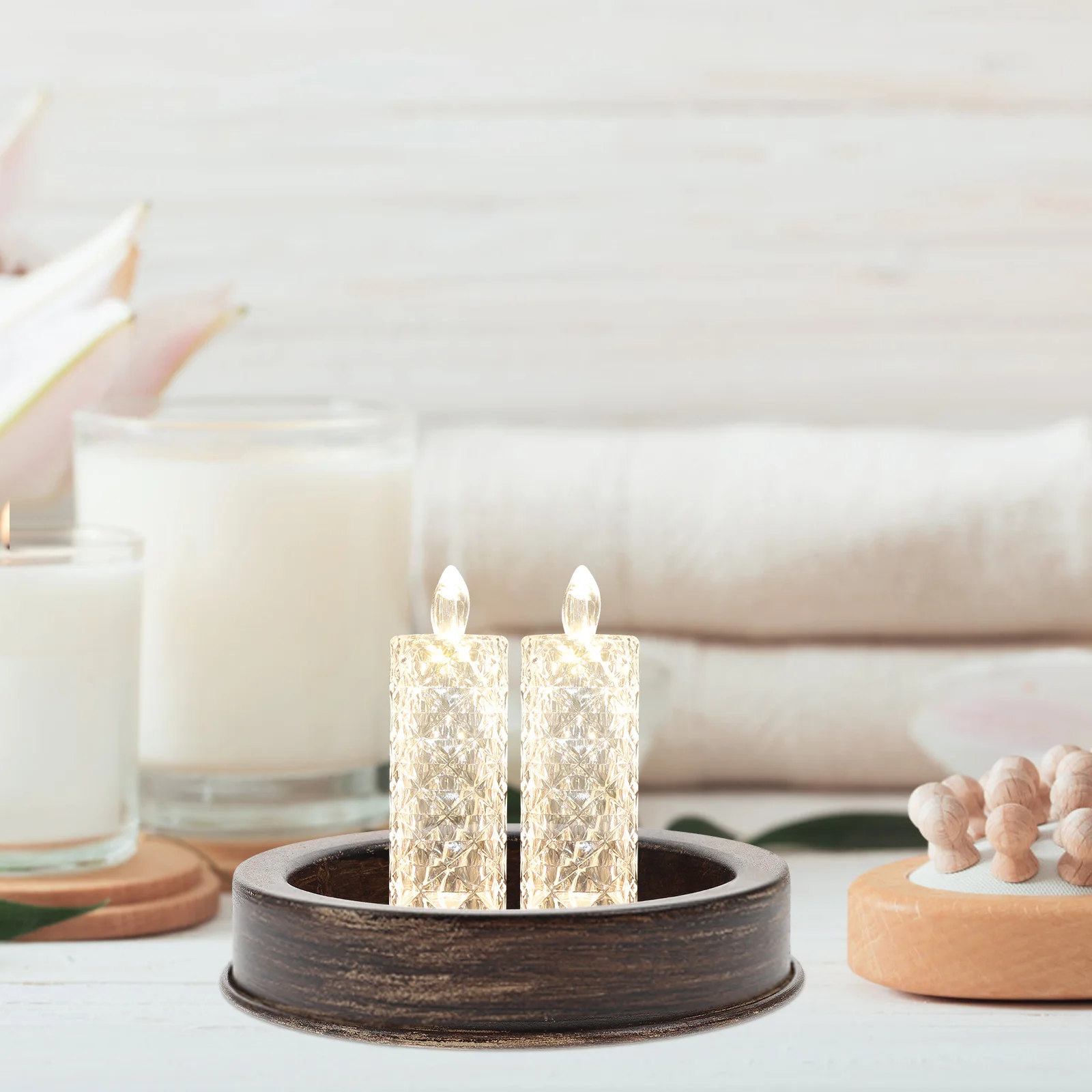 

Decorative Holder Tray Iron Vintage Metal Plate for Wedding Events Home Decor Candlelight Ambiance Setup