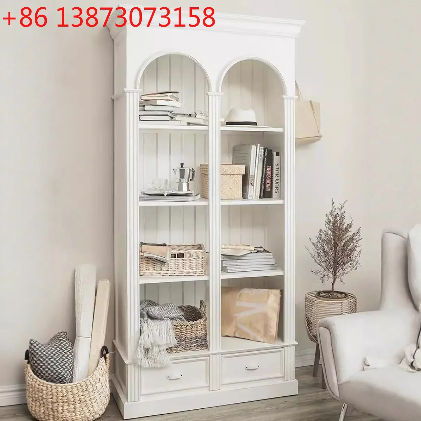 

American rural solid wood French retro integral storage cabinet