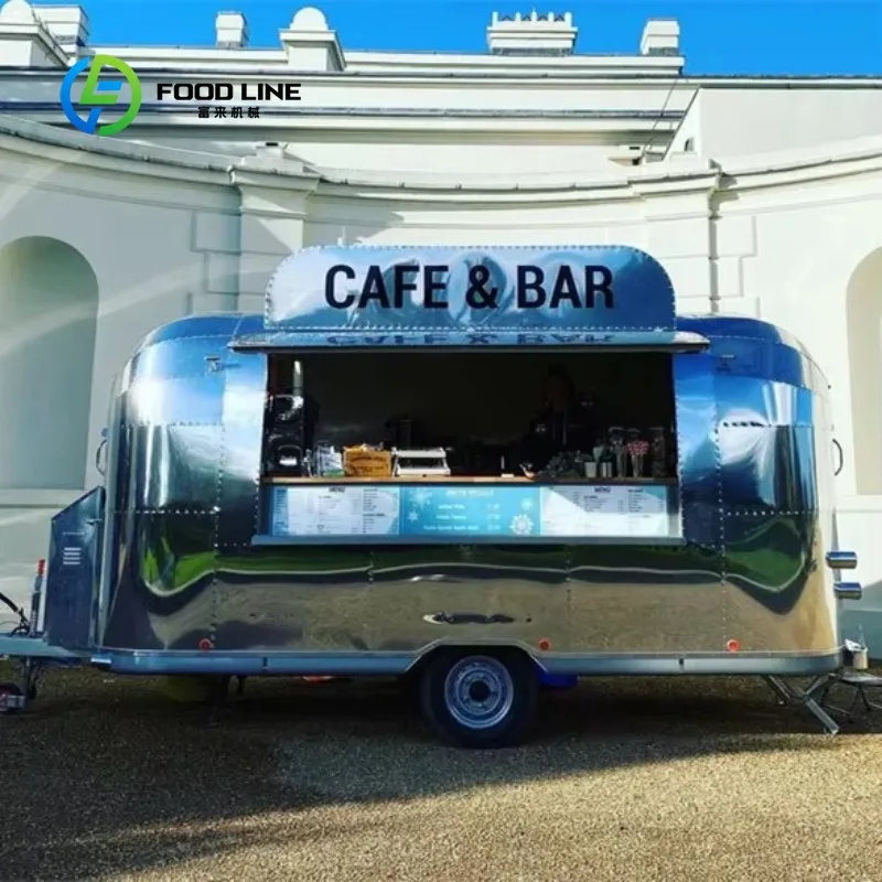 Customized size Mirror Mobile Food Trailer Sales Food Truck Trailer Air Flow Trailer