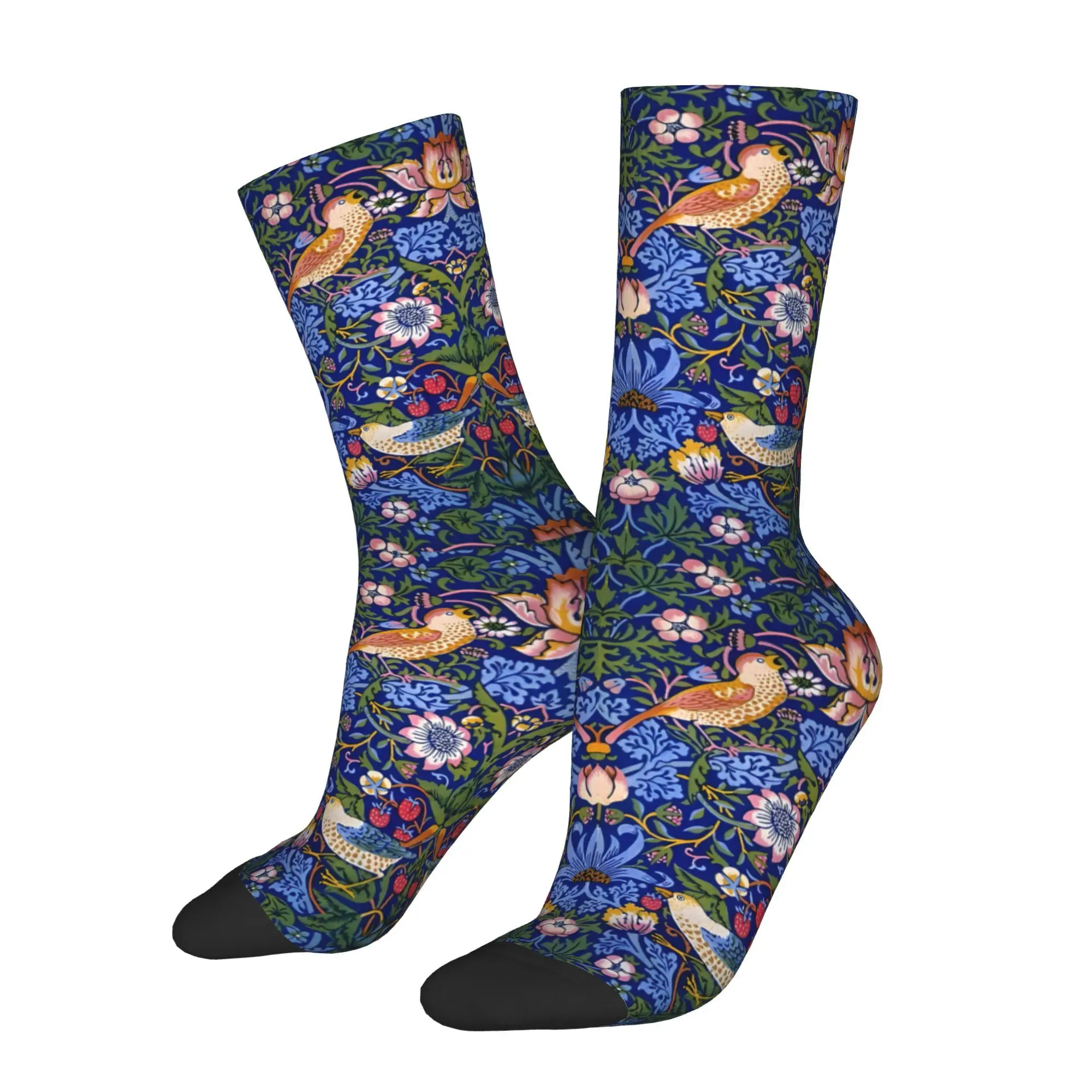 1pc The Strawberry Birds Garden Printed Men's Socks  Novelty Hip Hop Harajuku Pattern Crew Sock Casual Gift