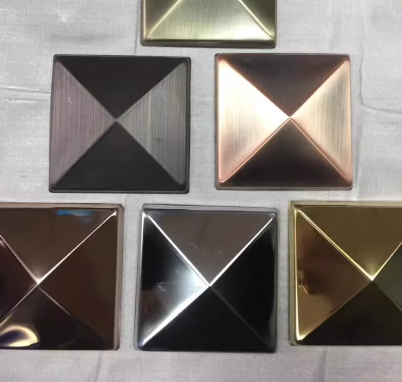 10Pcs 304 Stainless Steel Square Pyramid Fence Post Cap Gate Door Onlay Applique Antique Rose Gold Red Copper