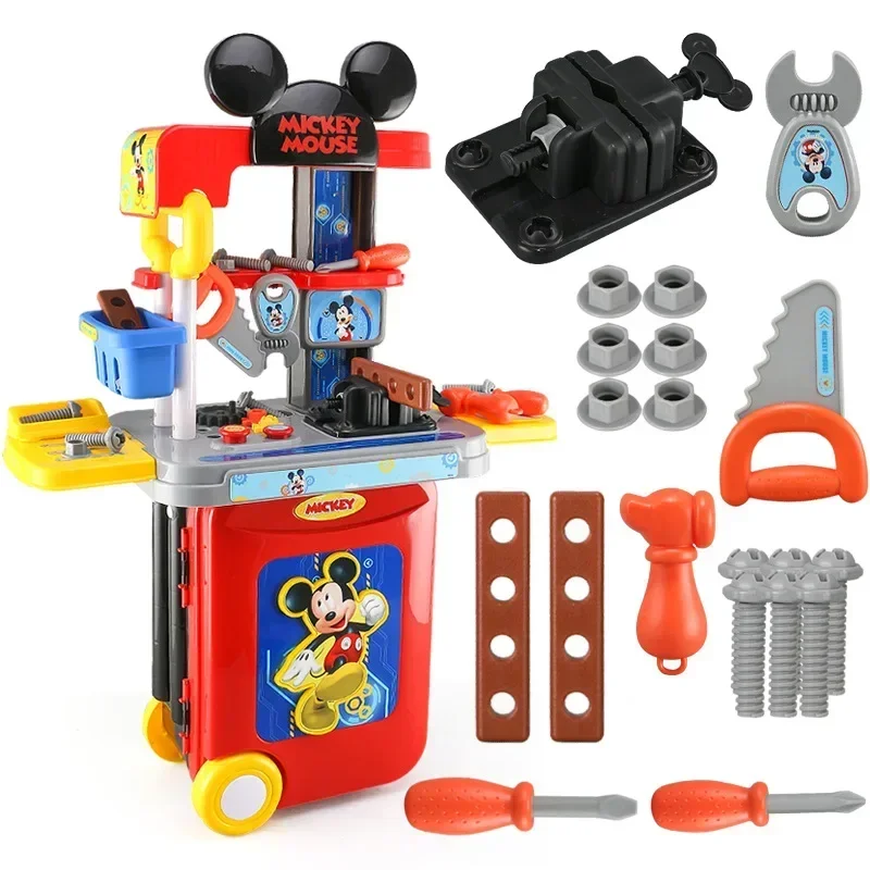 

Disney 3 in1 Mickey Mouse trolley case Children's Toolbox Toy Set boy kids tools play house set kids toys for boy birthday gift