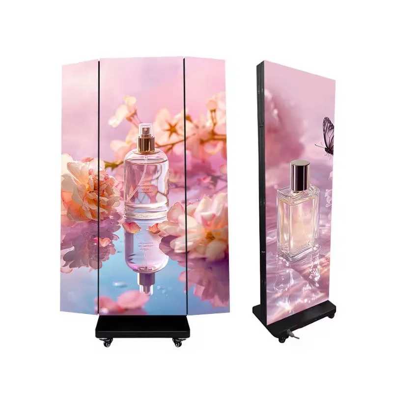 Indoor P2.5 Mirror LED Screen Digital Advertising Display Slim Bezel Floor Standing Smart Signage Board