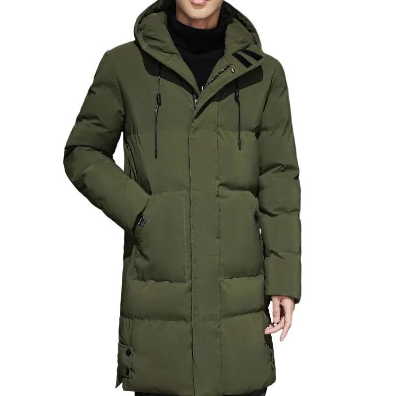 

High Quality Long Cotton-padded Coat Warm Casual and Versatile Simple Solid Color Thin Look High Trend Comfortable Men's Parkas