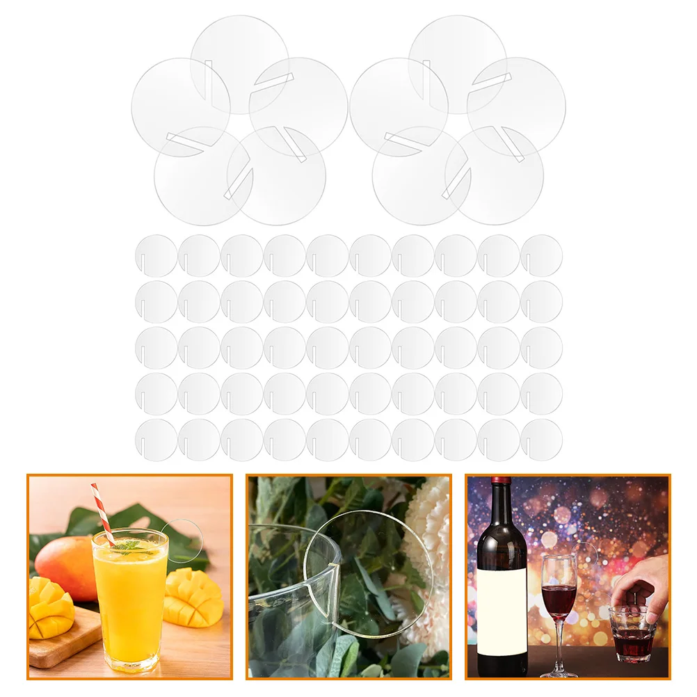 

60 Pcs Gathering Cup Markers Drinks Replaceable Labels Cocktail Acrylic Party
