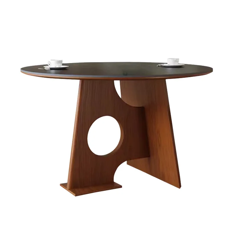 2인용식탁 관련상품 2 - 중세풍 원목 석판, 레트로 스타일 원형 테이블 가정용 2인용 4인용 가정용 식탁