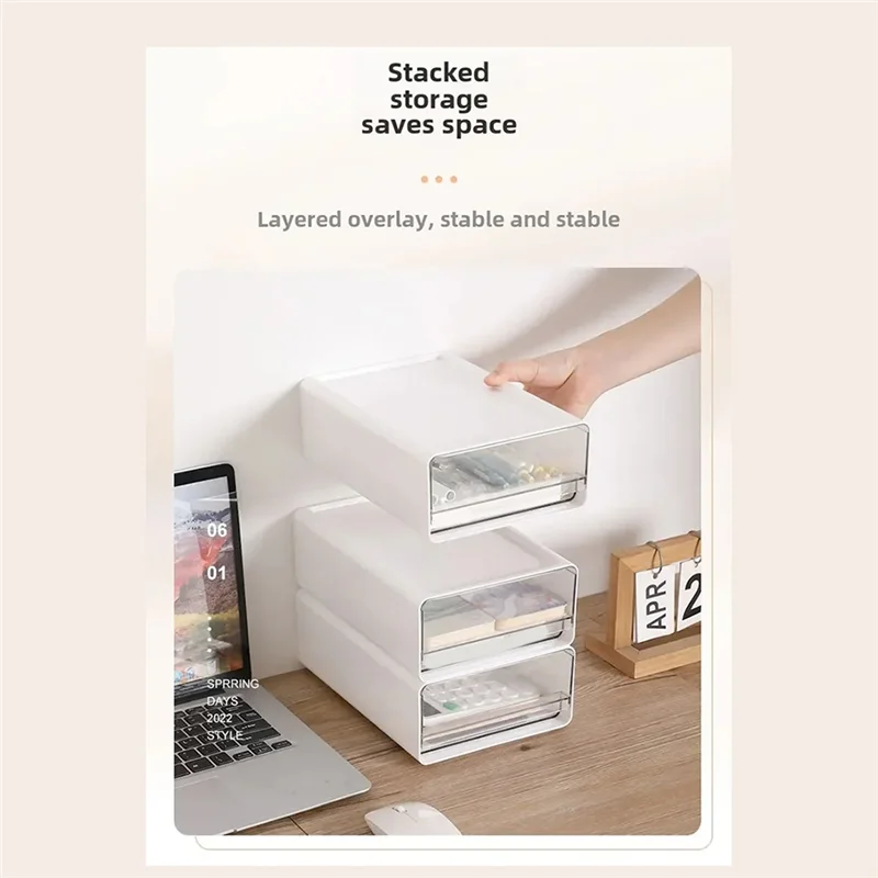 AB11-Transparent Desktop Storage Box Portable Storage Box Drawer Type Office File Storage Box Bedroom Study Stack Combination