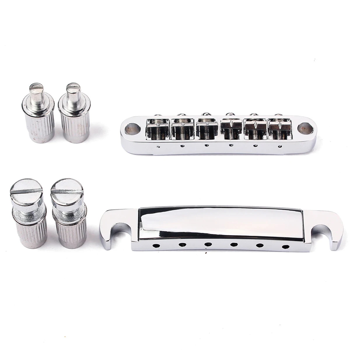 Electric Guitar Bridge Replacement 9.9x1.7x1.2cm Chrome Fully Adjustable Saddle Brass Stable Slot Tailpiece Part