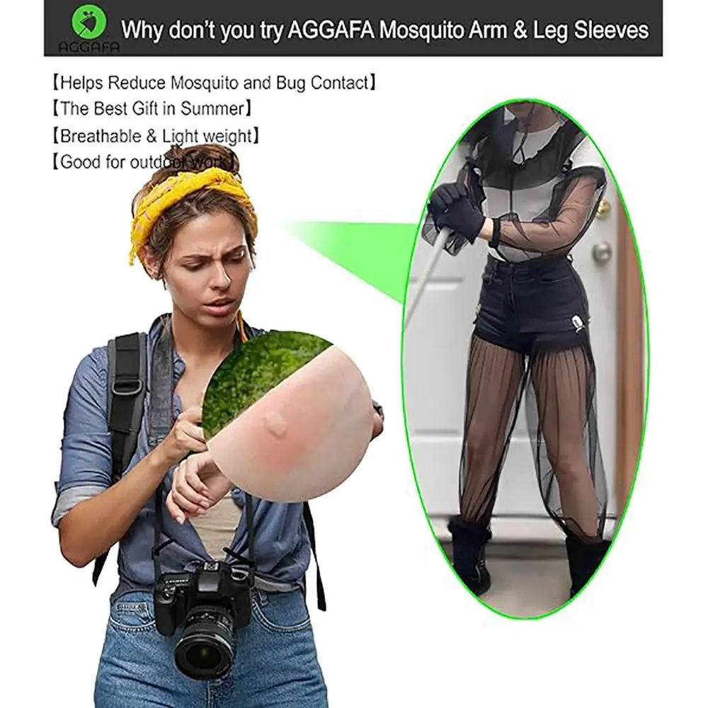 Neue atmungsaktive Moskito-Arm-Ärmel aus Mesh, leichtes Bein, Moskitonetze, insektensicher, Camping