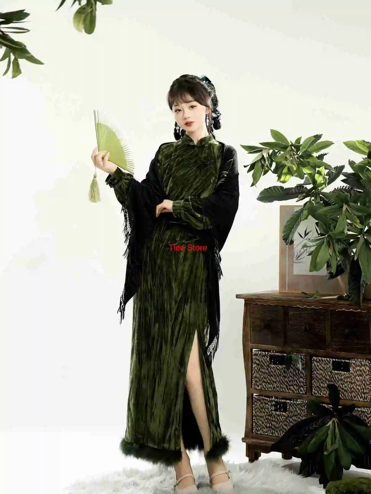 

Youyou Lanting Improved Hanfu Dress Daily New Chinese Style Cheongsam Shawl Set Han Elements Halloween Party Dress