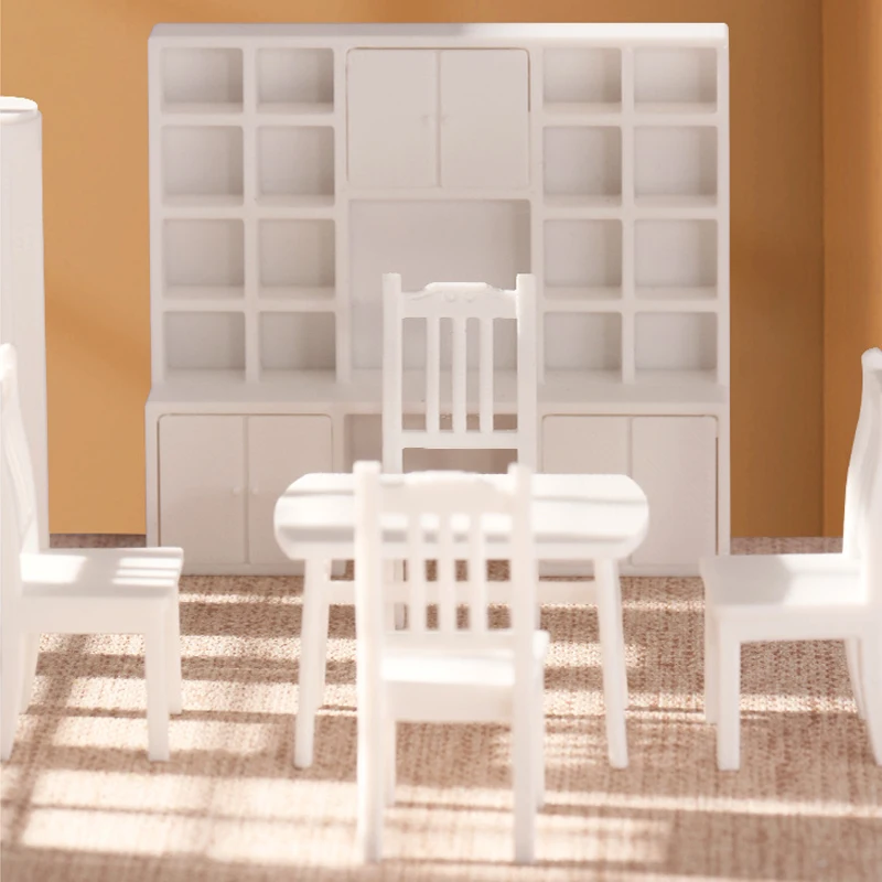 مقياس 1:20 مصغر أبيض لتقوم بها بنفسك ثلاثية الأبعاد أثاث مطبوع لعبة لدمية طاولة غرفة كرسي غسالة الثلاجة صوان