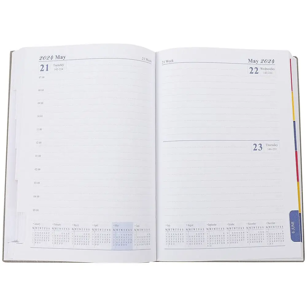 2024 English Agenda Book A5 Daily Weekly Planner Notebook Calendar Book 365 Days PU Students Notepads School Office Supplies