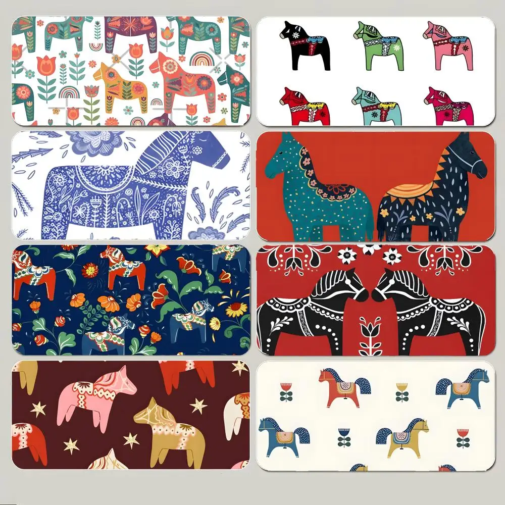 

Lovely Dala Horse-s Mouse Pad Large Gaming Mousepad with Thick Stitched Edge Non-Slip Desk Mat
