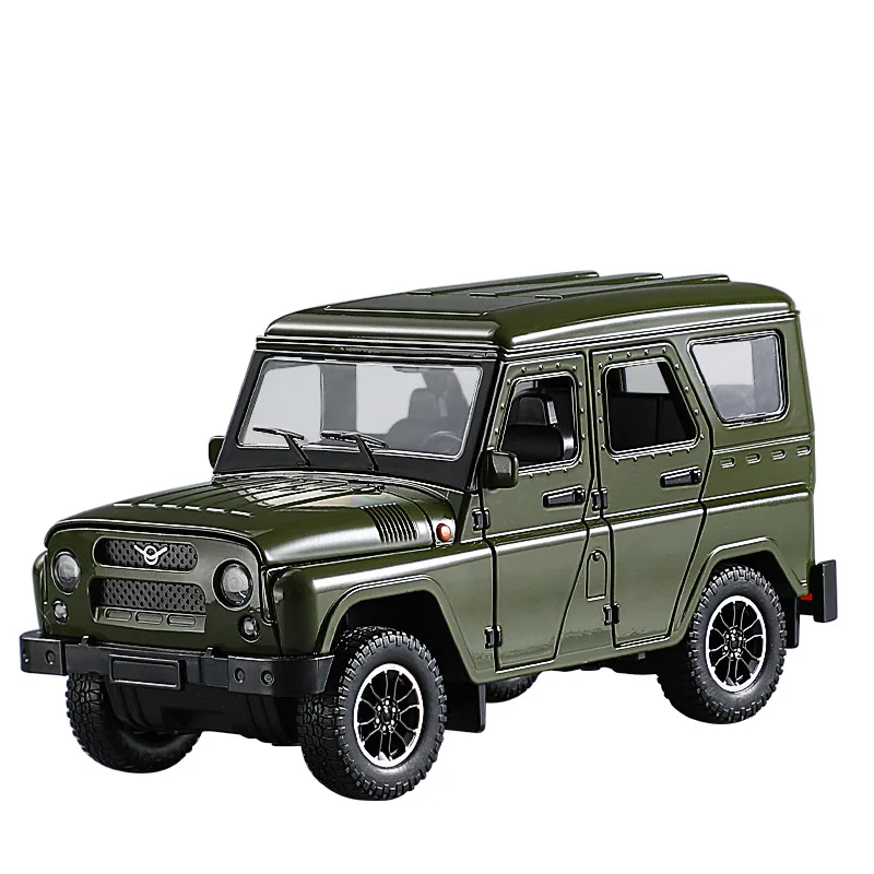 1/18 UAZ Hunter Model Samochodu Ze Stopu Metalu Odlewany Ciśnieniowo Pojazdy Terenowe Model Samochodu Symulacja Dźwięku i Światła Kolekcja Zabawki Prezenty dla Dzieci — 2