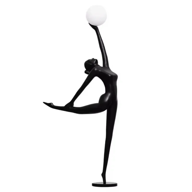 Modern Creative Portrait Art Sculpture Resin Floor Lamp Nordic Hotel Luxury Decoration Dancing Fiberglass Standing Lamp