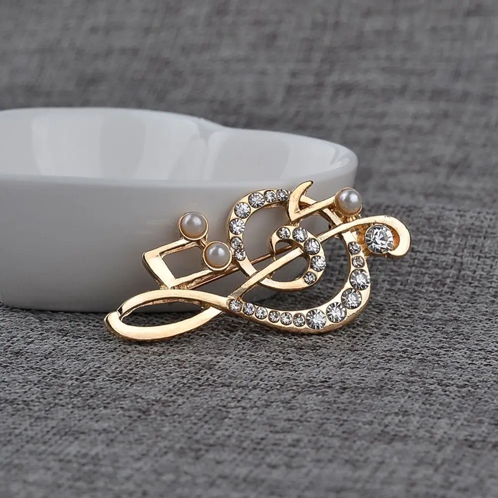 مجوهرات الزفاف وشاح كليب هدية لفتاة فستان اكسسوارات كريستال حجر الراين اللؤلؤ الموسيقية ملاحظة بروش دبابيس وشاح مشبك