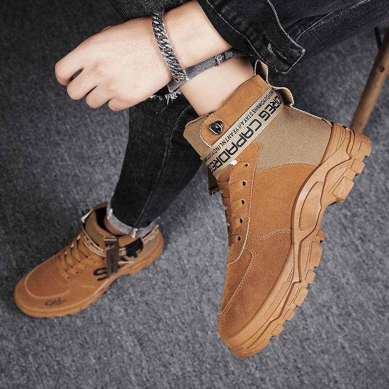 الخريف عالية أعلى في الهواء الطلق الصحراء عارضة الشقق رجالي التمهيد تنفس عدم الانزلاق أحذية عمل الأحذية العسكرية للرجال Zapatillas Hombre