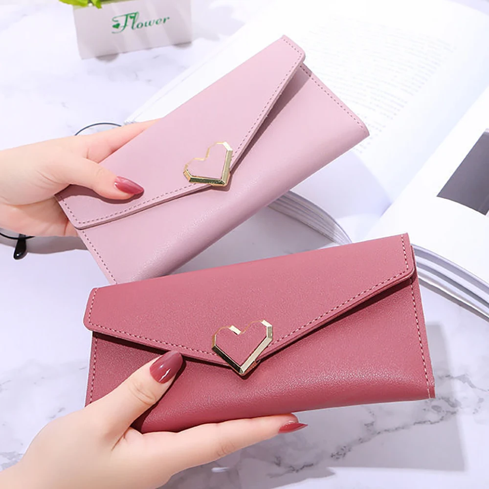 Women Long Wallets Purses Luxury Love Heart Wallets For Ladies Girl Money Pocket Card Holder Female Wallets Phone Clutch Bag New