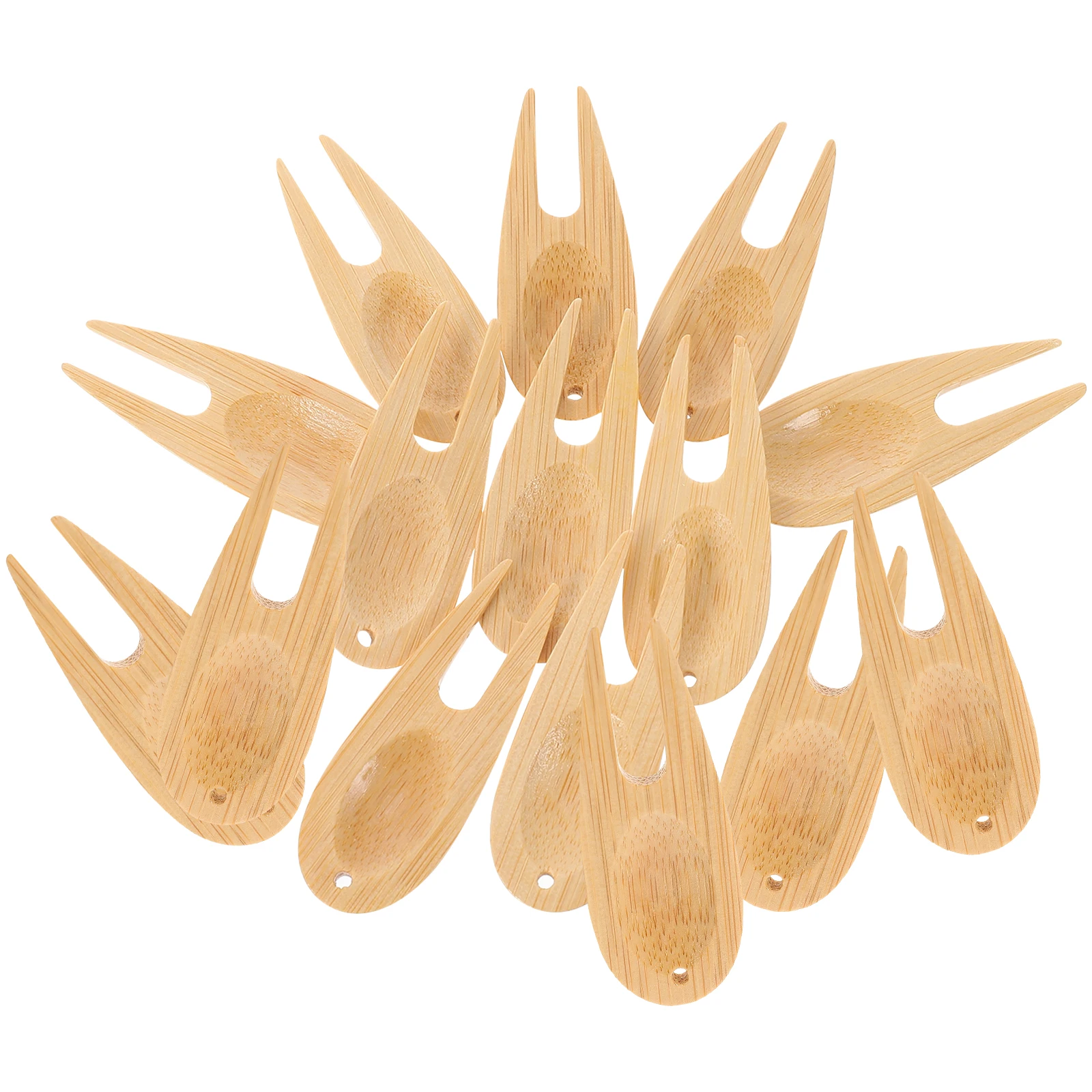 

15 Pcs Golf Green Fork Divot Repair Tool Portable Bamboo Divot Tool Golfs Accessories Mini Size Practical Gift