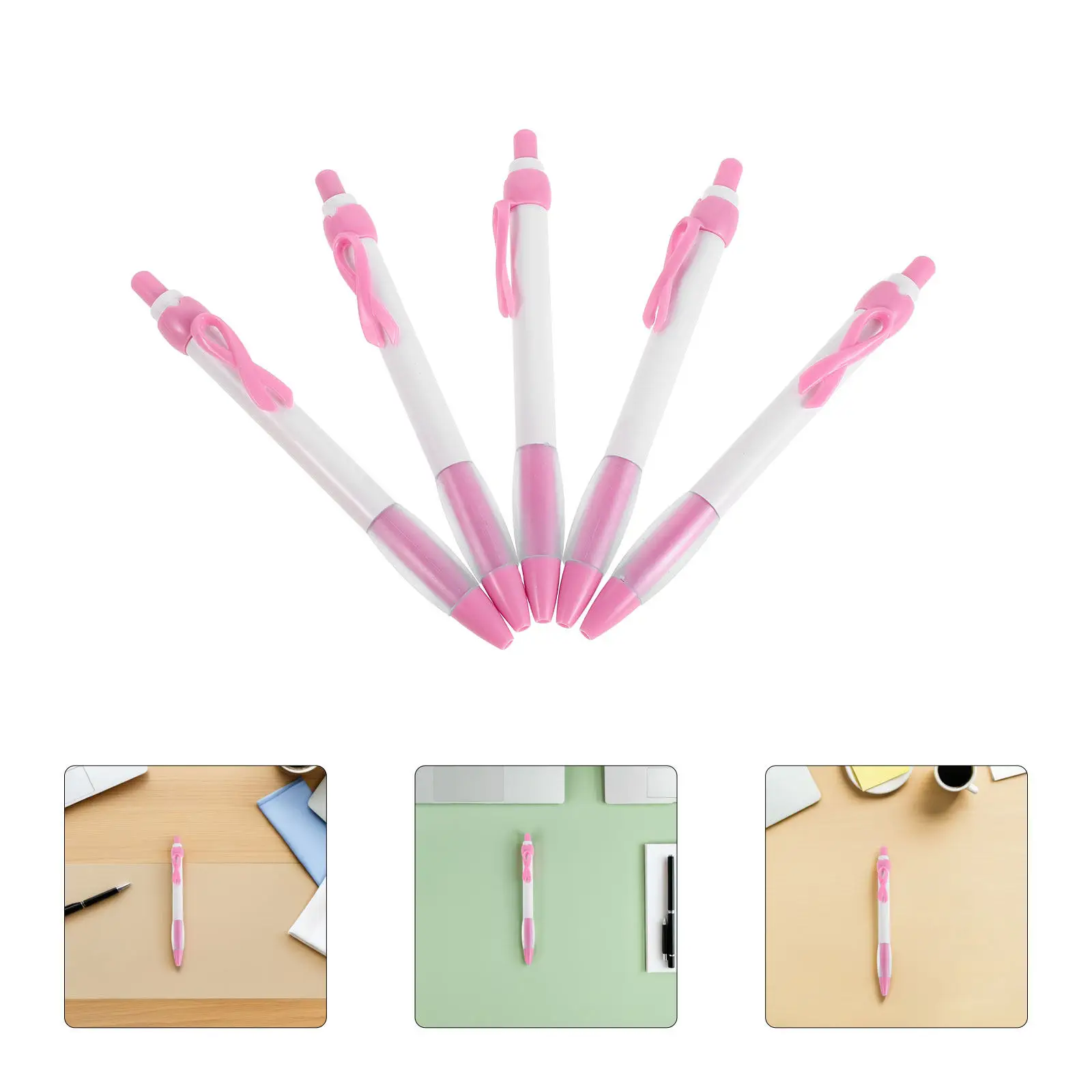

12Pcs Public Welfare Ballpoint Pens Breast Cancer Awareness Pink Ribbon Retractable Gel Ink Smooth Writing Party Favors