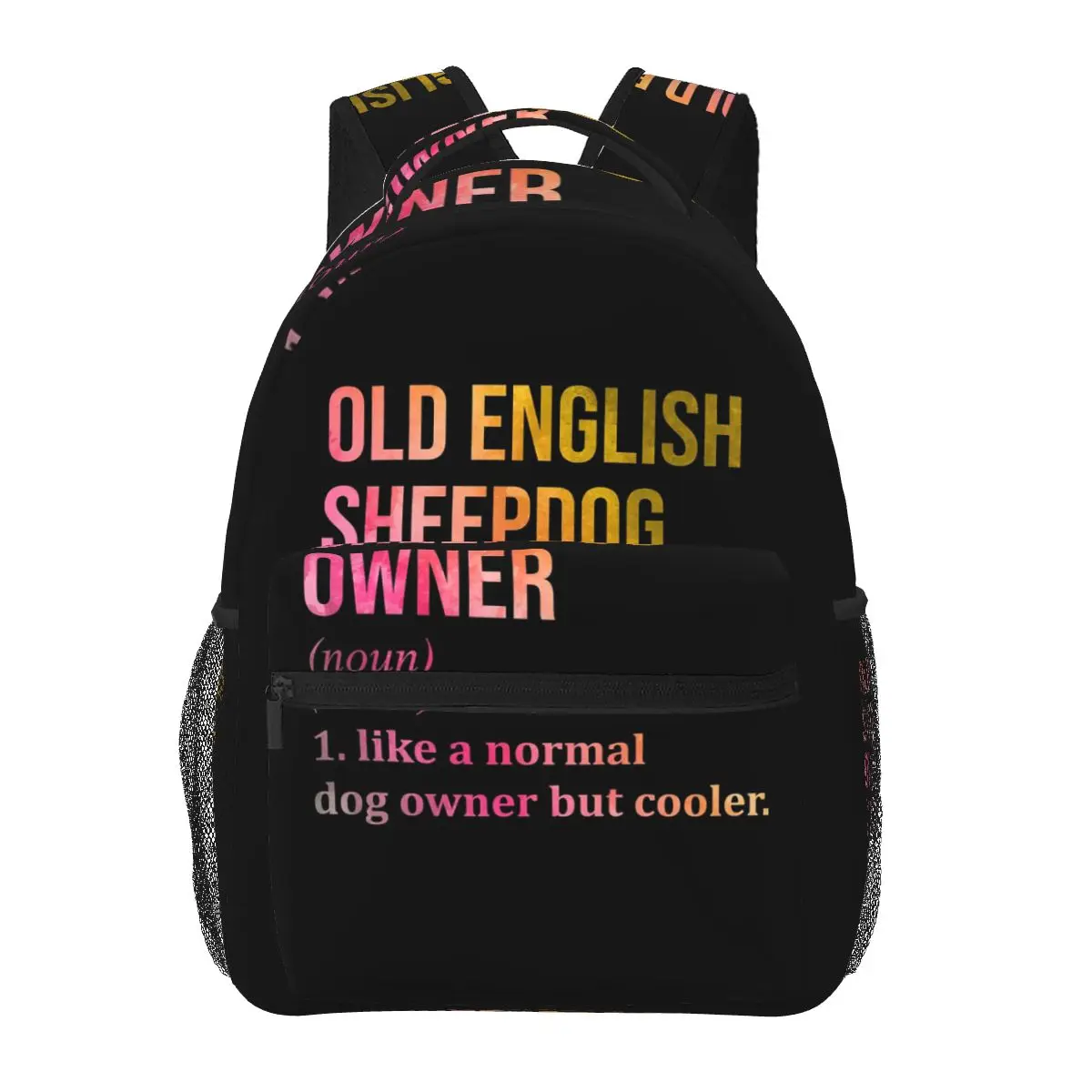 Mochilas con definición de dueño de perro pastor inglés antiguo, mochila para niños y niñas, mochilas escolares para estudiantes, mochila de viaje, bolso de hombro