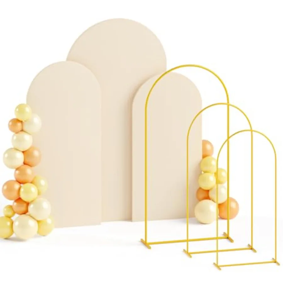 

Arch Backdrop Stand and Cover Set 6and6.6and7.2ft Gold Wedding Arch Stand Beige Arches Cover Balloon Arched Frame Chiara Backdr
