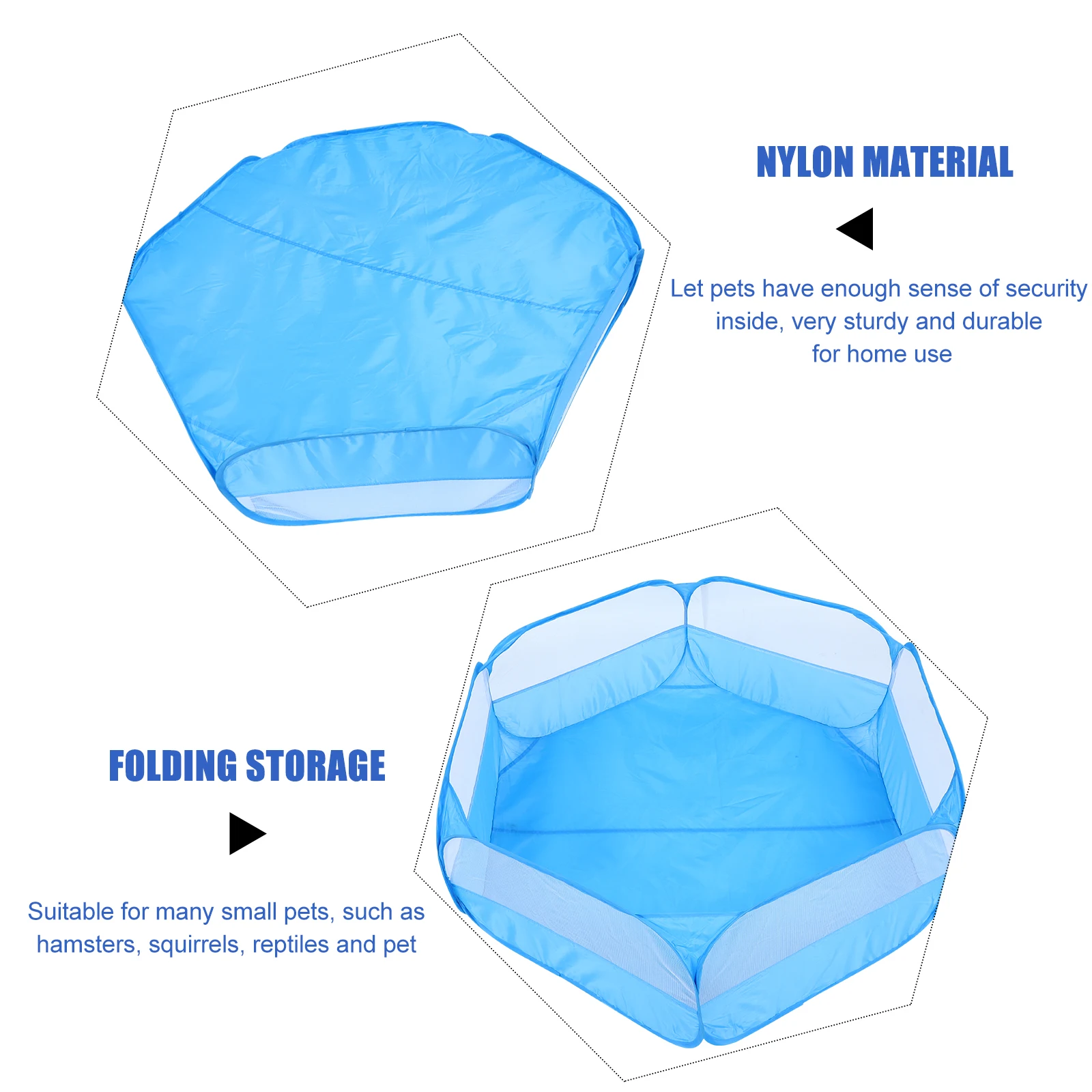 

Foldable Pet Playpen Small Animals Supply Blue Hamster Fence Indoor Outdoor Durable Nylon Storage Design Easy Installation
