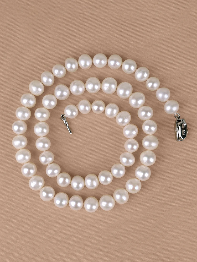 8-9mm shining round flawless vintage nature freshwater Pearl 925sliver necklace for Women Girl's choker jewelry