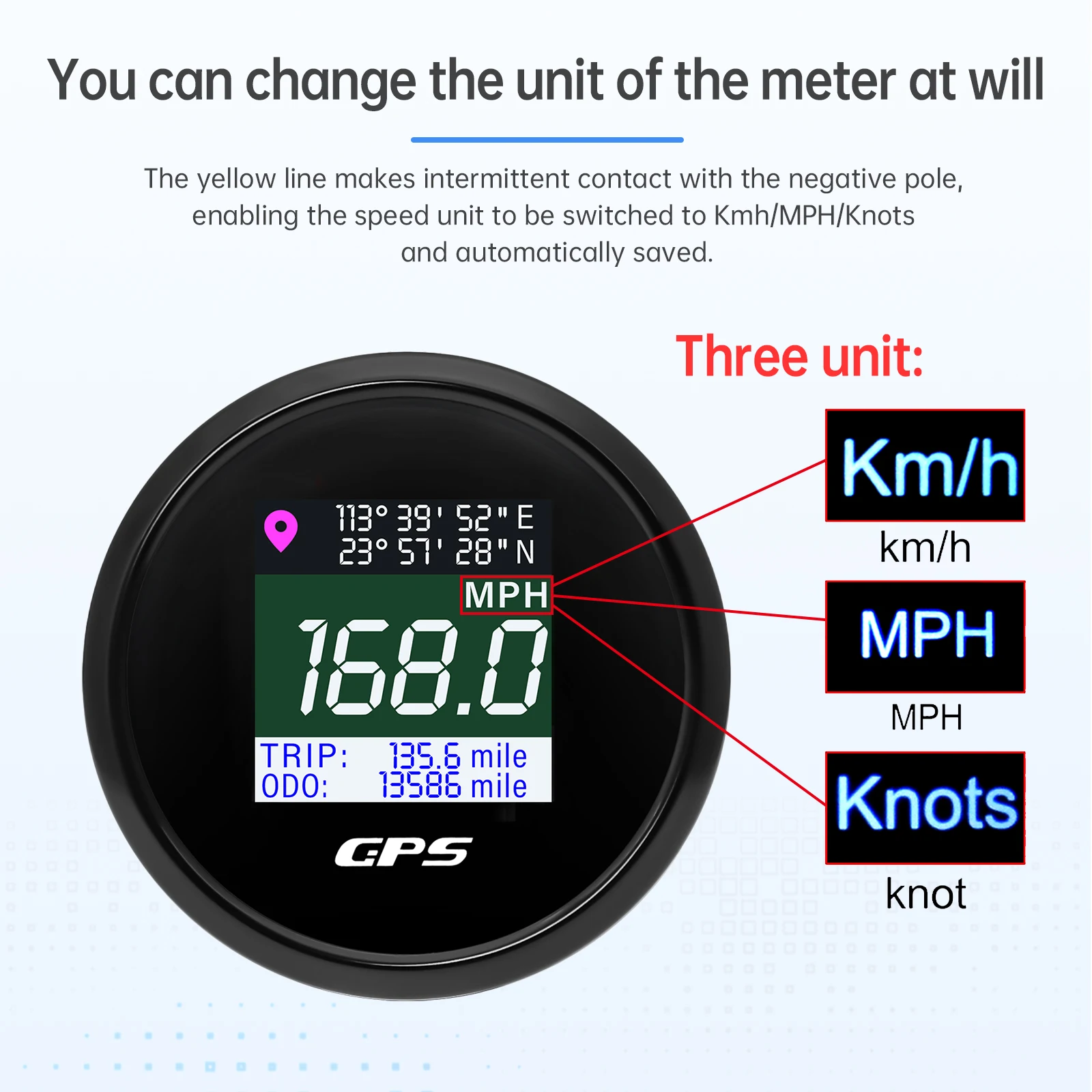 316 Stainless Steel 52mm Car Boat Digital GPS Speedometer KMH MPH Odometer Speed Gauges Meter Trip Voltmeter with GPS Antenna