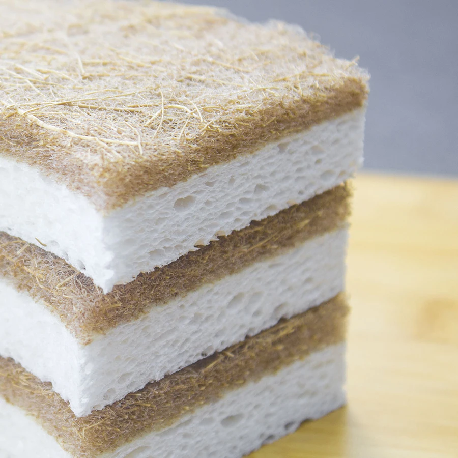 12/6pcs Natural Kitchen Sponge - Biodegradable compostable cellulose and coconut washing sponge, kitchen cleaning tool