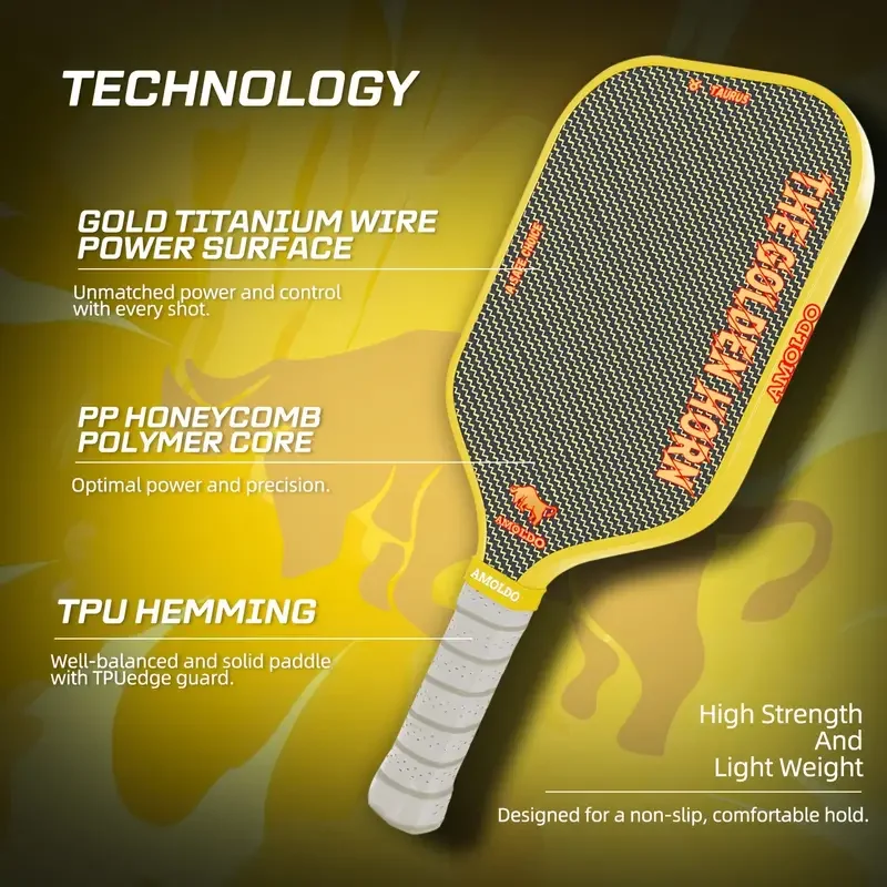 Paleta de Pickleball de titanio termoformado T800, paleta Pickleball de fibra de carbono, potencia y Control, núcleo de 16mm, raqueta profesional, 2024