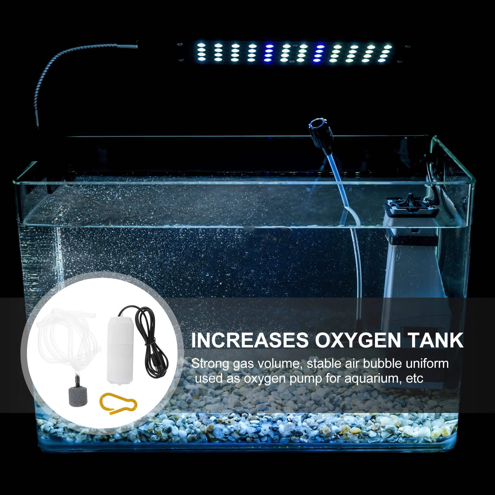 

1 set Silent Aquarium Air Pump USB Oxygen Pump for Fish Tank Aerator Portable Bubbler Tube Stone Small Size