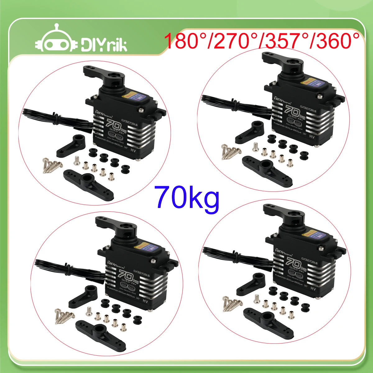 4X Waterproof IP68 RC Servo Large Torque Magnetic Induct 8.4v Brushless 70kg Servos Steel Helical Gear For 1/8 1/10 Remote Cars