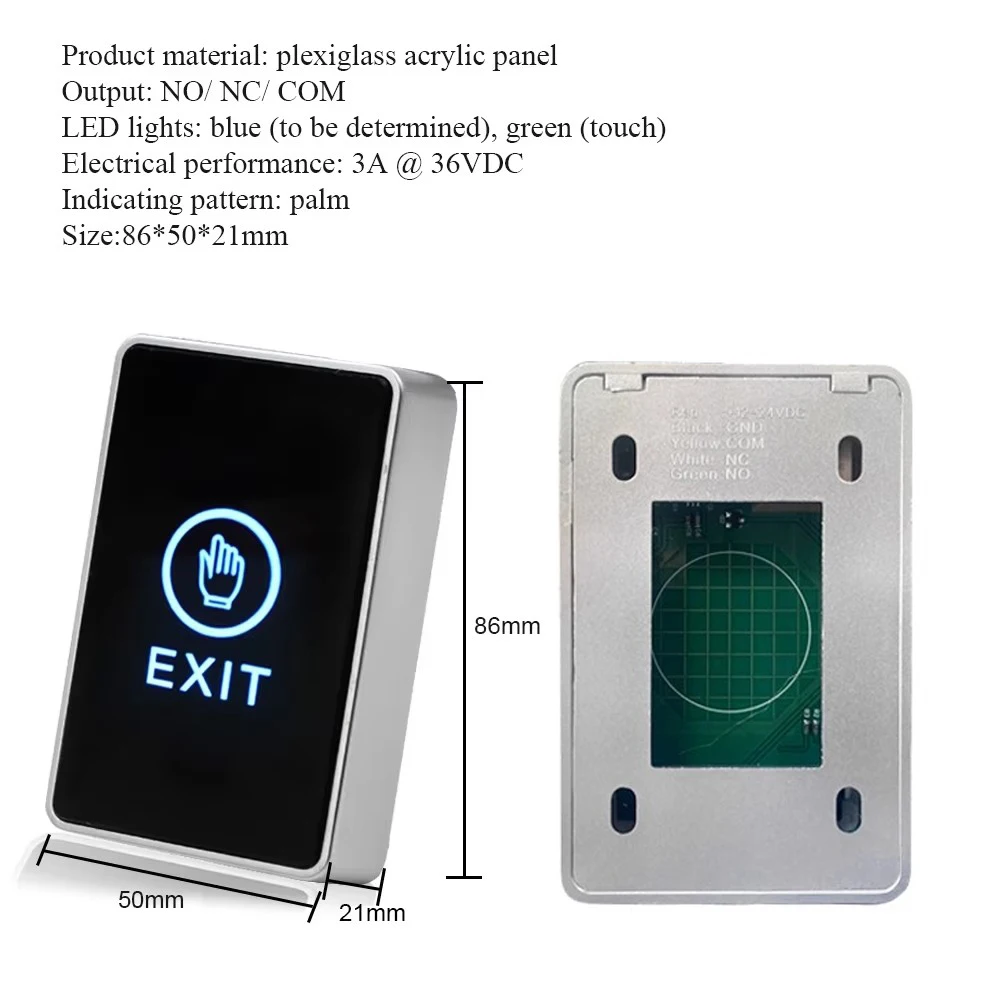 Access Button Door Exit Push Switch Touch Release Gate Opener Door Access Control System Entry Open Touch