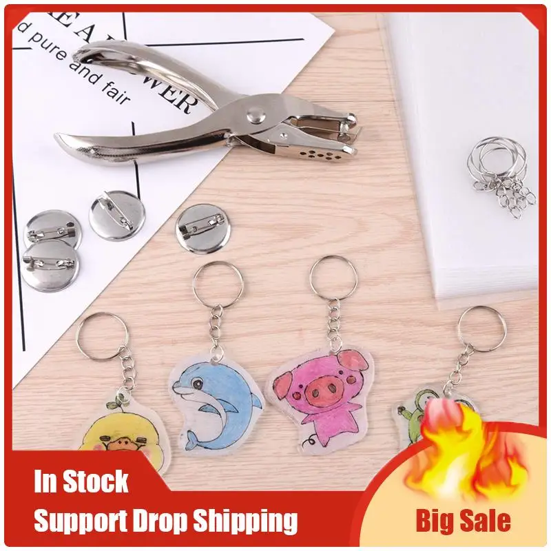 A70U New 181Pcs Shrinking Plastic Sheets Kit Includes 20 Shrinking Film Art Paper And 161 Pcs Keychains Making Accessories
