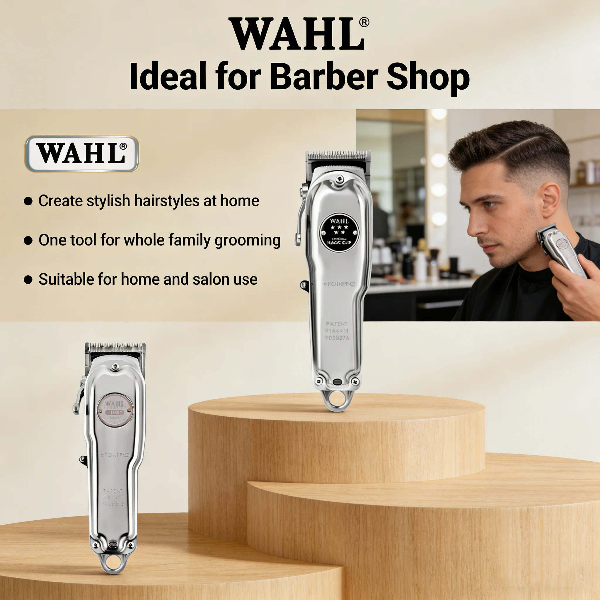 Máquina de Cortar Cabelo Profissional Wahl Magic Clip Sem Fio - Aparador de Cabelo 5 Estrelas para Barbeiros