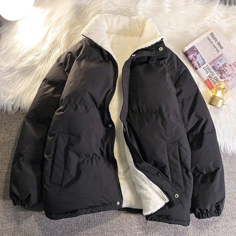 Jaket musim dingin pria dan wanita, jaket Puffer, jaket katun polos, jaket pecinta musim dingin untuk pria dan wanita