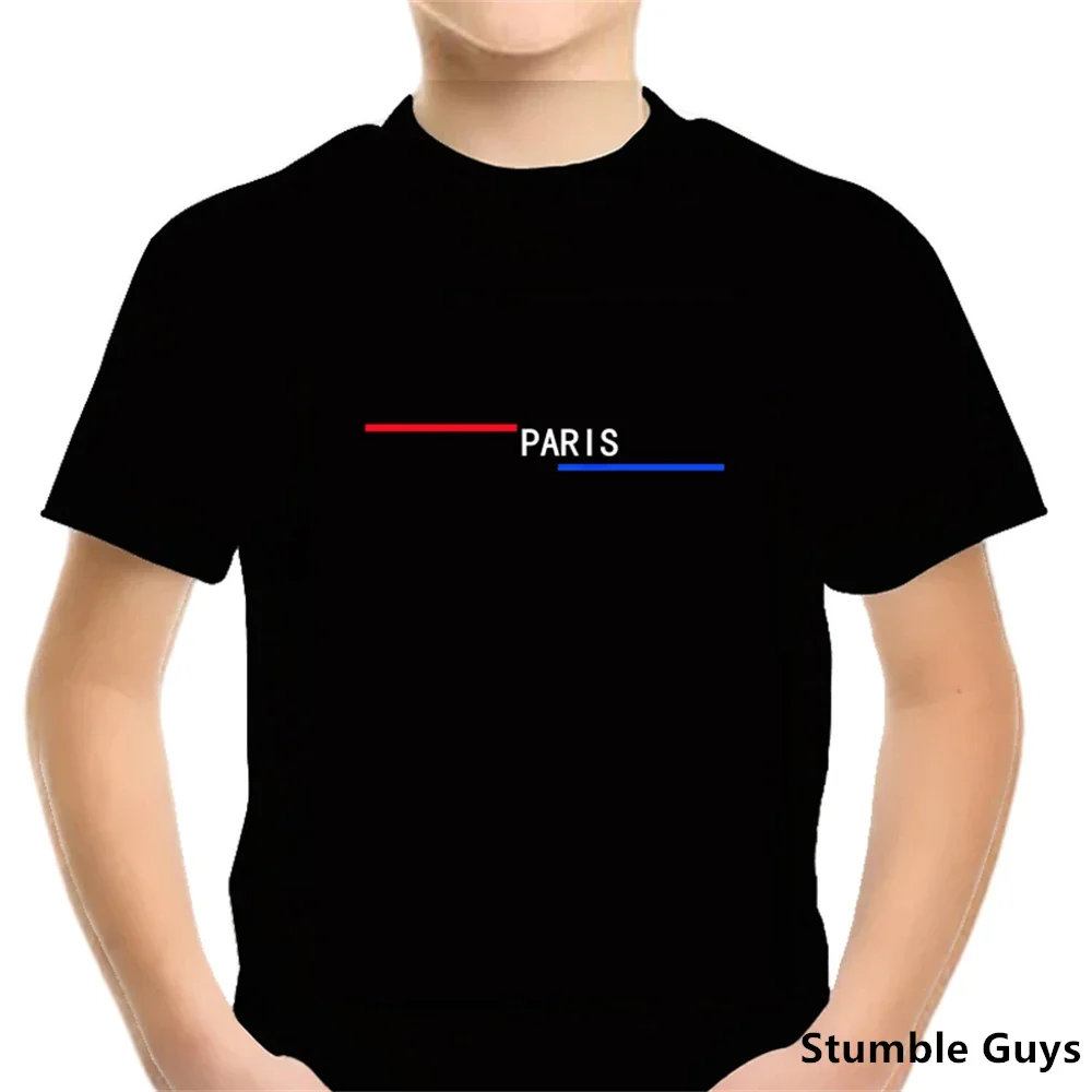 

Summer Boys Paris Tshirt Kids Clothes Set Tops Clothes Tee Baby Boys Girls Short Sleeve T-shirt 3-14 Years Old Child