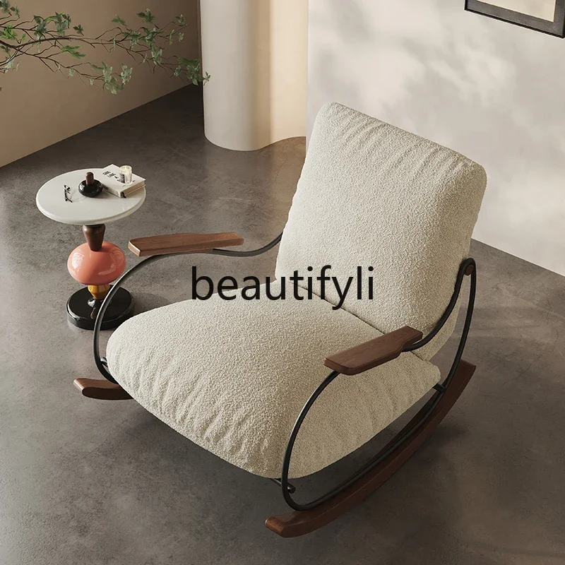 

Patented Italian rocking chair retro style living room sofa single balcony home new leisure recliner