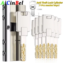 European Standard High Quality Cylinder Door Lock All Copper Lock Core for Anti-theft Household Lock At The Entrance 7-Pcs Keys