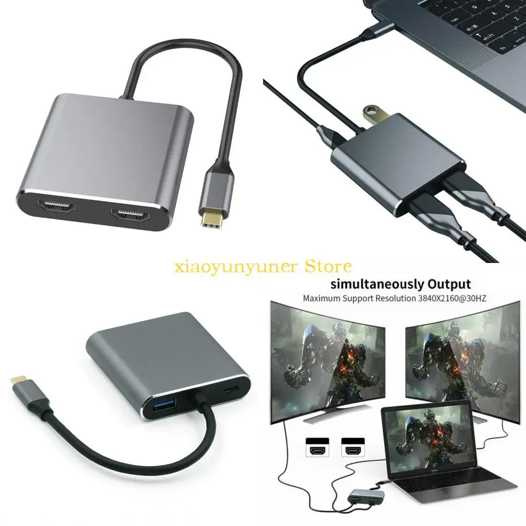 

P9JB USB Type C 3.0 Hub 4 Port Dock Station Supports Simultaneous Use of 4 USB Ports Connect HDMI-compatible USB 3.0 PD