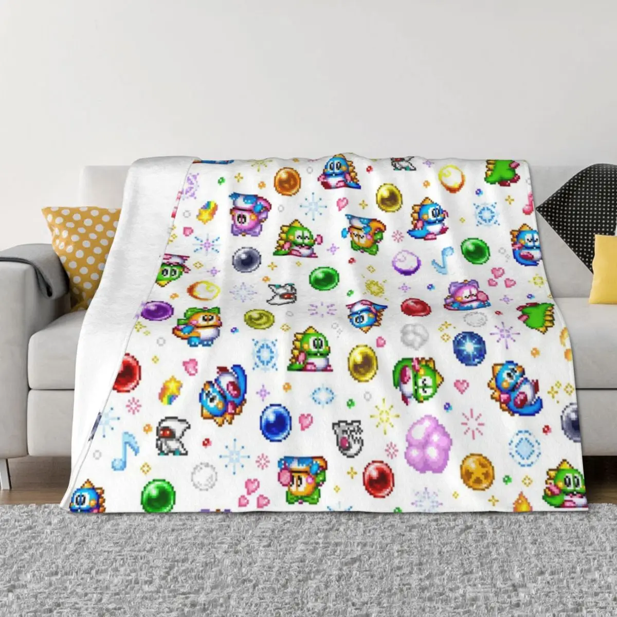 

Bubble Bobble - White Throw Blanket Blankets For Sofas for winter Camping Summer Blankets