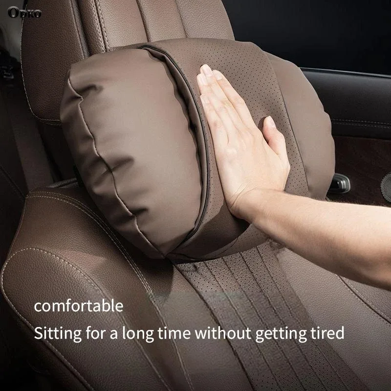 

1PCS New Car Seats with Nappa Leather Headrests, Breathable Waist Cushions, Cushion Breathable Protect Relieve Neck Fatigue