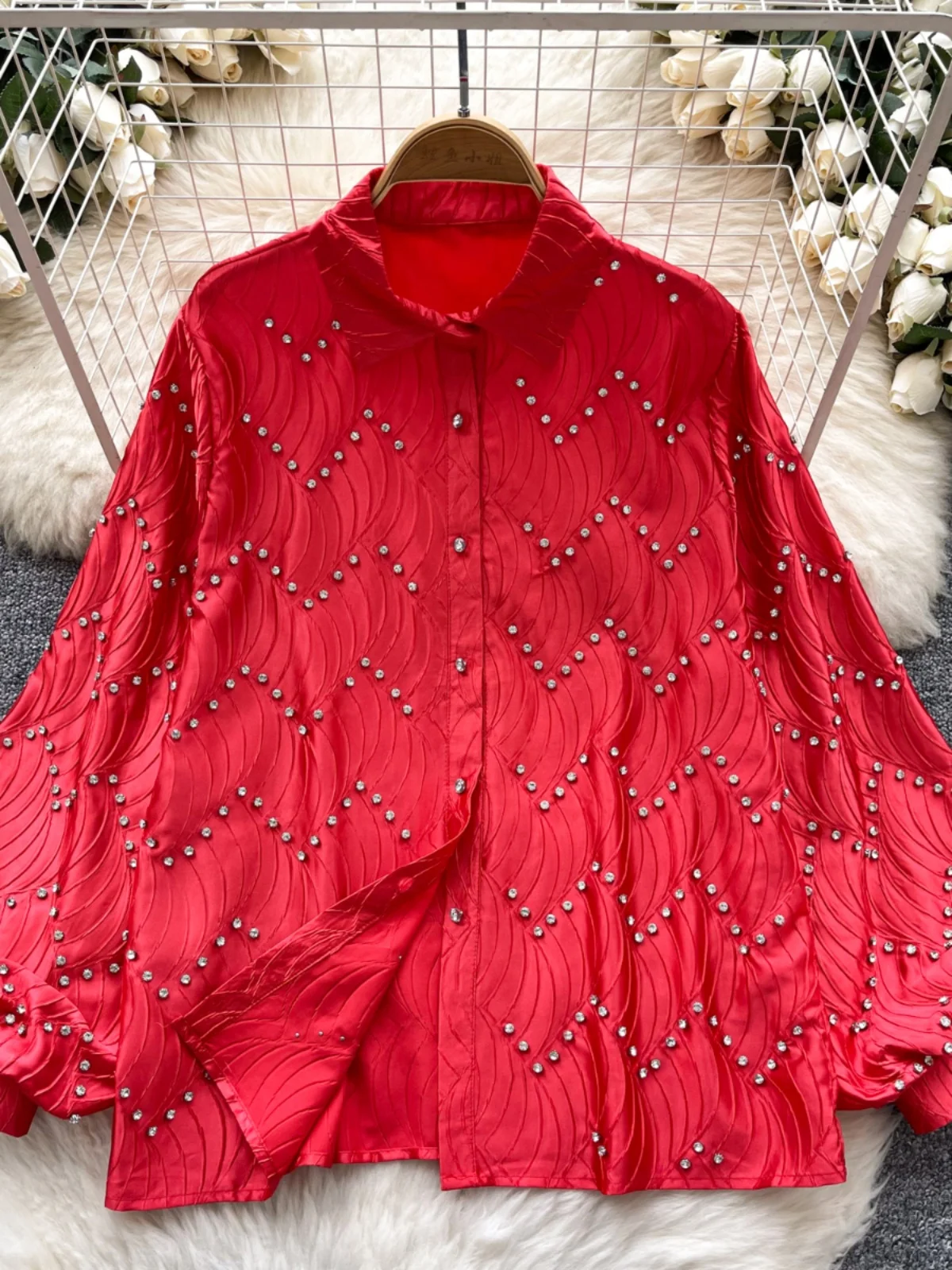 

Высококачественный однорядный однорядный фонарь на пуговицах с жемчужной вышивкой и бриллиантами, свободный фонарь Све, женский irt, корейский Sle, повседневная мода