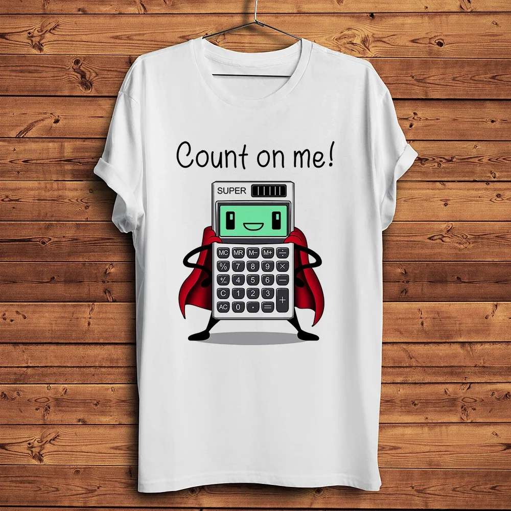 

Мужская футболка с забавным счетчиком Super Calculator Hero, белая повседневная футболка с коротким рукавом, уличная футболка унисекс, дышащий принт